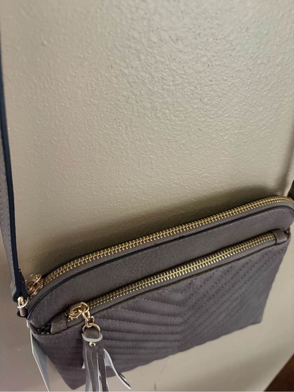 Amazon Gray Quilted Crossbody with Tassel Accent - Picture 4 of 6
